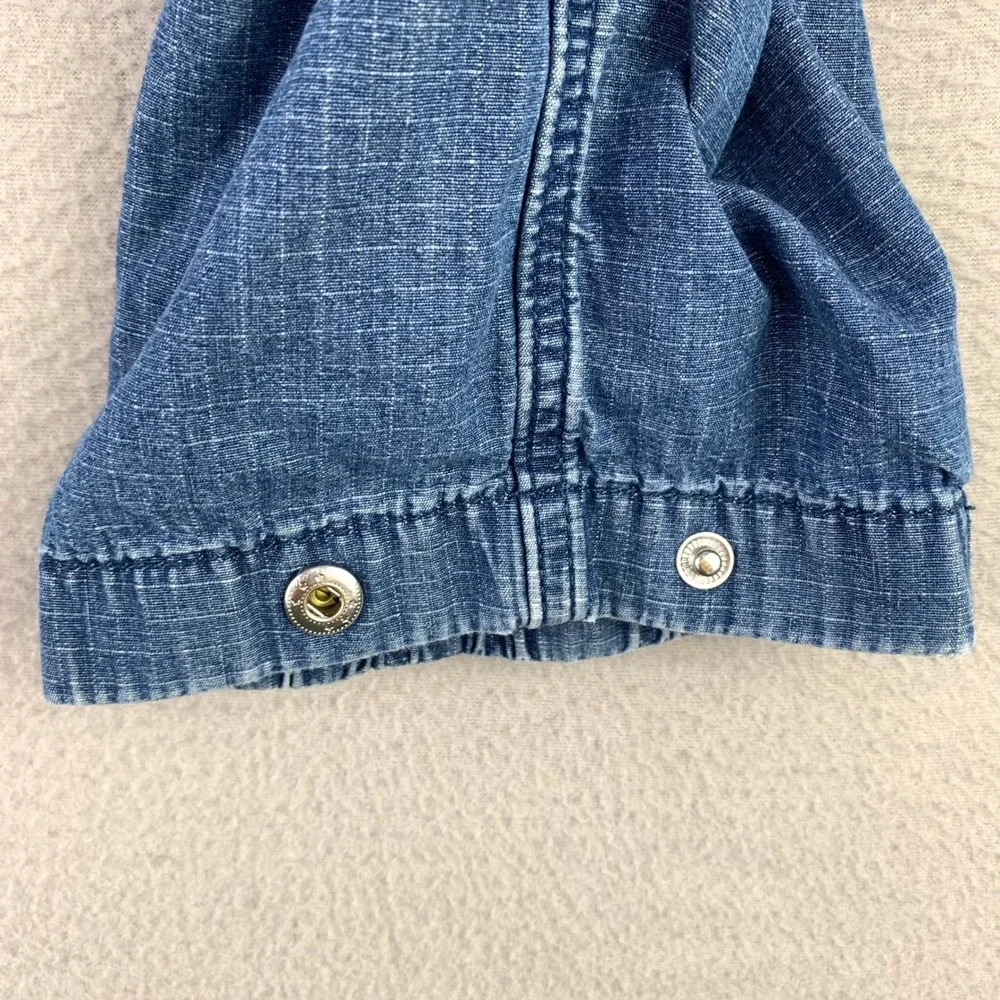 GAP Parachute Pant Cargo Pants Kids L Blue Denim Elastic Waist Snap Hem Utility